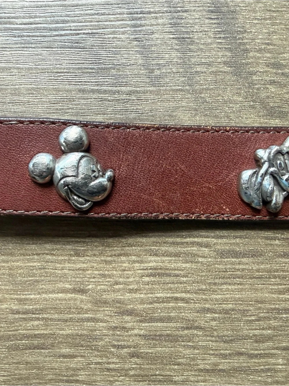 Vintage Brighton Disney Character Leather Belt Sz 22 90s Mickey Minnie